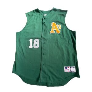 Vintage Oakland‎ Athletics Team MLB Majestic #18 Jersey XL EUC Stitched